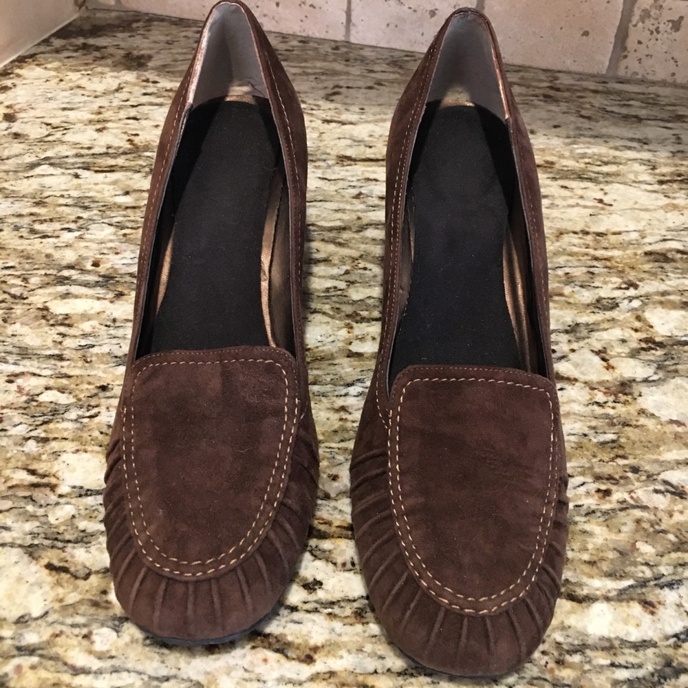 Vaneli Brown Suede Wedge